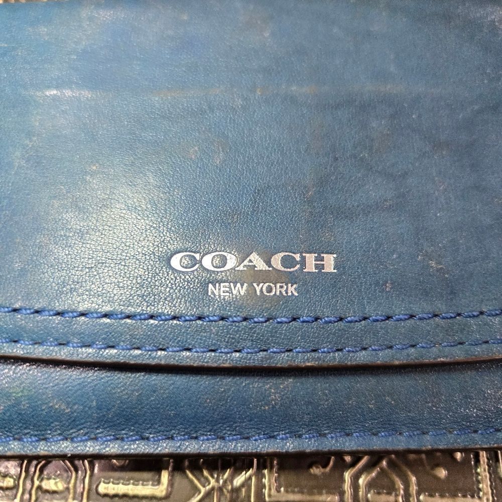 🐢 Coach Royal Blue Vintage Leather Clutch/Wallet - Picture 5 of 16